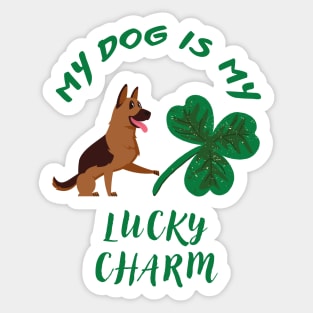 My Dog Is My Lucky Charm (German Shepherd Saint Patrick's Day Theme) Sticker